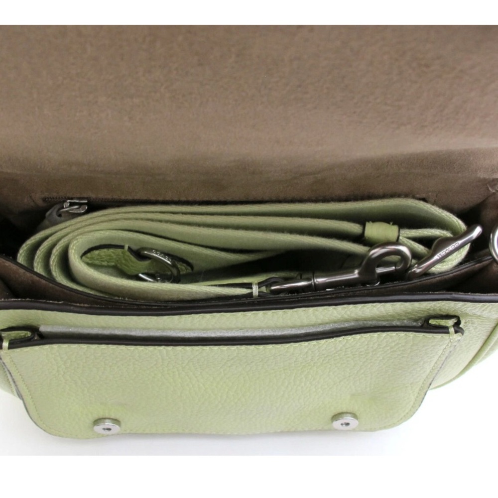 Coach Lemon Green Pebbled Leather Satchel with Silver Hardware - Picture 6 of 13